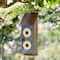 Glitzhome® 15" Washed Blue 2-Tiered Daisy Decorative Outdoor Garden Birdhouse